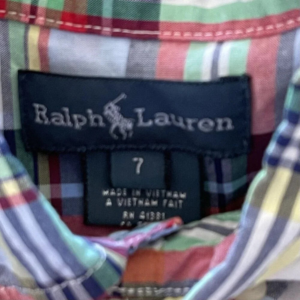 Ralph Lauren Shirts Boys Size 5 Lot‎ Of 2 Plaid Button Down Yellow Blue Orange